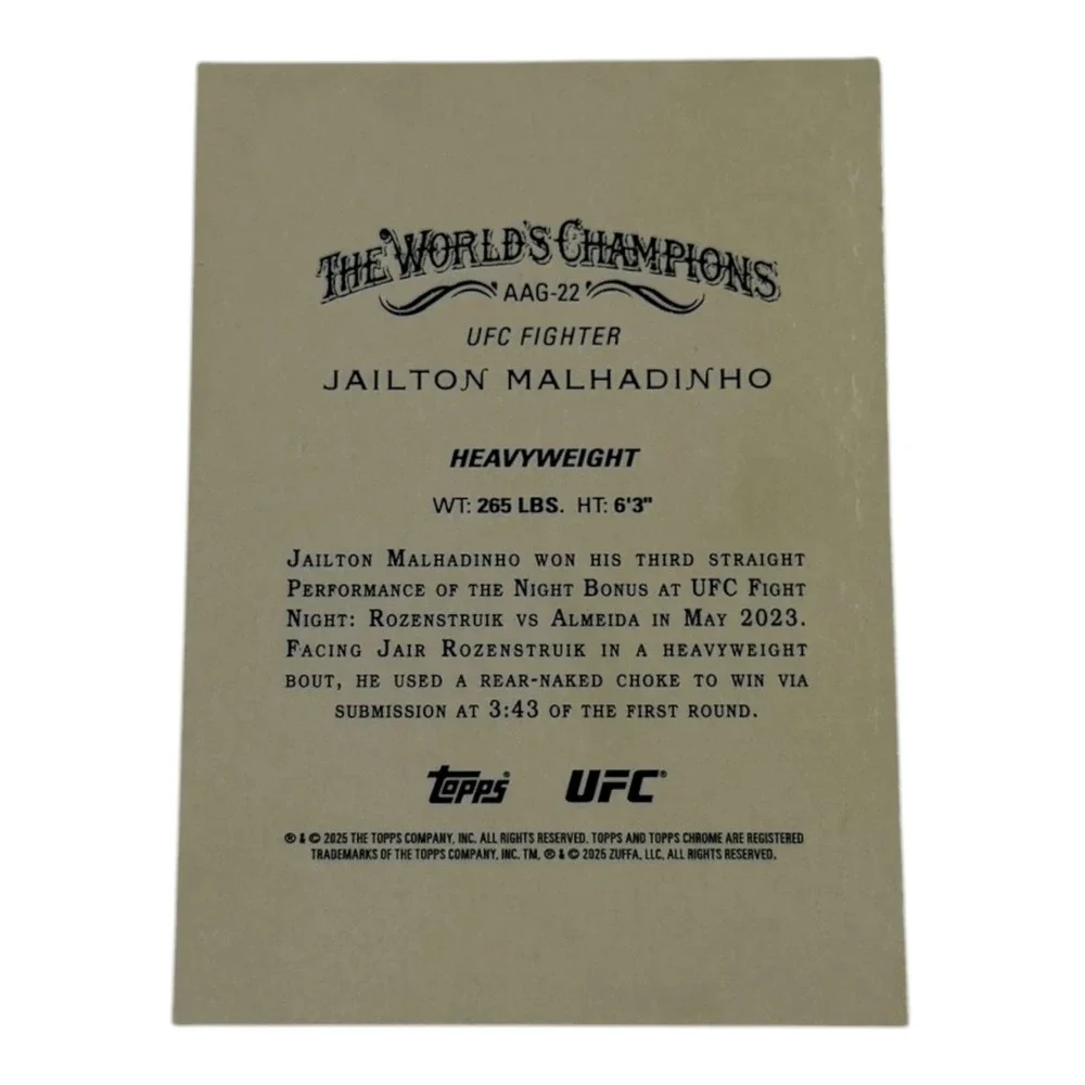 2025 Topps Chrome Allen & Ginter‎ UFC Jailton Malhadinho Almeida Heavyweight